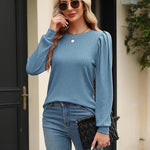 Nadorine Women's Knit Pullover Sweater Soft Puff Long Sleeve Shirt