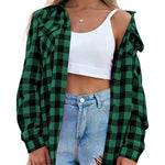 Long/Roll Up Sleeve Cotton Plaid Shirts - Nadorine (Us Only)
