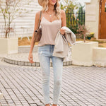 Nadorine Satin Top Women's Spaghetti Tops V-Neck Tank Top (DE Only)
