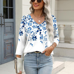 Nadorine 3/4 Length Sleeve Womens Tops Casual V Neck Shirts Soft Basic Tees Business Work Blouses