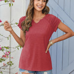 Nadorine Short Sleeve Shirts Loose Fit V Neck T Shirts
