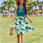 Nadorine Summer Dress Knee-Length Round Neck Floral Dress (DE Only)