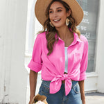 Nadorine Linen Button Down Shirts  Long Sleeve Cotton Gauze Tops