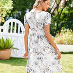 Zeagoo Womens Floral Pleated Button Down Petal Mini Dress