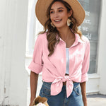 Nadorine Linen Button Down Shirts  Long Sleeve Cotton Gauze Tops