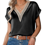 Nadorine Short Sleeve Satin Blouses