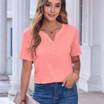 Nadorine Casual Short Sleeve V Neck Shirts Business Dressy Tunic Blouses