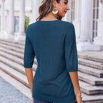 Nadorine Loose Short Sleeve Tunic Tops Crochet Knit Pullover Sweater