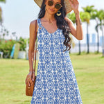 Nadorine Casual Beach Boho Dress Sleeveless Crewneck Tank Dress