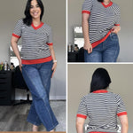 Nadorine Short Sleeve Sweaters Soft Casual V Neck Pullover Tops