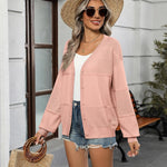 Nadorine Cardigan Long Sleeve Crochet Shrug Soft Knit Sweater