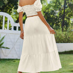Nadorine Boho Maxi Flowy Elastic A-Line Tiered Floral Skirts