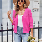 Nadorine 3/4 Sleeve Cropped Cardigan Crochet Shrug