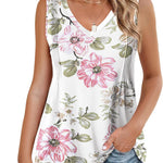 Nadorine Pleated Tank Tops Loose Fit V Neck Sleeveless Tops