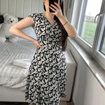 Nadorine A-line dress V-neck floral dress elegant summer dresses (DE Only)