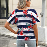 Nadorine Women's Short Sleeve Shirts V Neck Blouse