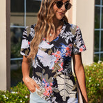 Nadorine Short Sleeve Shirts Dressy Tops with Pleats