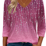 Nadorine 3/4 Length Sleeve Womens Tops Casual V Neck Shirts Soft Basic Tees Business Work Blouses