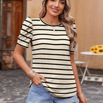 Nadorine Blouse Dressy Casual Puff Short Sleeve Boho Tops