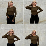 Nadorine Damen Langarm T-Shirt Basic Slim Fit Tops (DE Only)