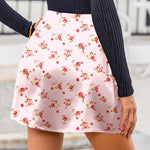Nadorine Satin Silk High Waisted Split Slit Hem Aline Zipper Party Short Skirt