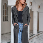 Hooded Long Cardigans Maxi Cardigan with Hood Open Front Lightweight Duster Coat with Pocket - Nadorine (Us Only)