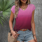 Nadorine T Shirt Women's V-Neck Short Sleeve Blouse Top (DE Only)