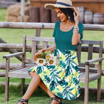 Nadorine Casual Dress Floral Patchwork Dress with Pockets
