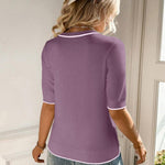 Nadorine Short Sleeve Sweater Crew Neck Dressy Casual Soft Knit Tops