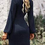 Nadorine Women's Casual Knit Dress Long Sleeve Bodycon Dress