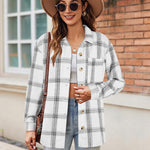 Nadorine Women Flannel Shacket Jacket Plaid Button Down Shirt
