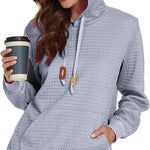 Women Quilted Sweatshirt, Casual Hoodies Pullover with Long Sleeve Hooded Sweatshirt (Us Only)