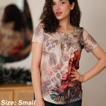 Nadorine Women Tunic Tops Dressy Casual Short Sleeve Floral Shirts