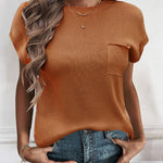Nadorine Sleeveless Cape Sleeve Knit Ribbed Tank Tops