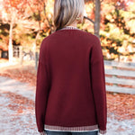 Nadorine Crewneck Pullover Long Sleeve Knit Side Slit Sweater