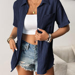 Nadorine Short Sleeve Button Down Shirt Casual Loose Fit Blouses
