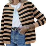 Nadorine Women's Knit Cardigan Long Sleeve Open Front Cropped Jackets