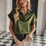 Satin Button Down Shirts- Nadorine (Us Only)