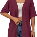 Nadorine Short Sleeve Crochet Kimonos Open Front Cover Ups