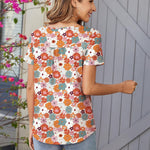 Nadorine Women Tunic Tops Dressy Casual Short Sleeve Floral Shirts