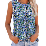 Nadorine Floral Print Sleeveless T Shirts Loose Fit Summer Tunic Blouse
