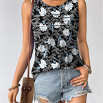 Nadorine Tank Top Blouses Scooped Neck Pleated Front Shirts