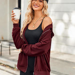 Nadorine Lightweight Hoodies Full Zip Up Oversized Sweatshirts