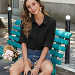 Nadorine Linen Button Down Shirts  Long Sleeve Cotton Gauze Tops