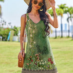 Nadorine Casual Beach Boho Dress Sleeveless Crewneck Tank Dress