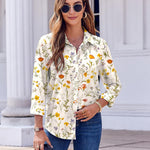 Nadorine Button Down Shirts Dressy Floral Printed Blouse