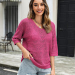 Nadorine Women's Crochet Off The Shoulder Hollow Out Knit Tops