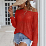 Nadorine Crochet Tops Off The Shoulder Sweaters