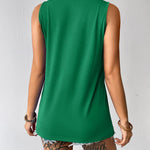 Nadorine Tank Top Blouses Scooped Neck Pleated Front Shirts