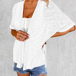 Nadorine 3/4 Sleeve Cardigans Open Front Beach Coverup
